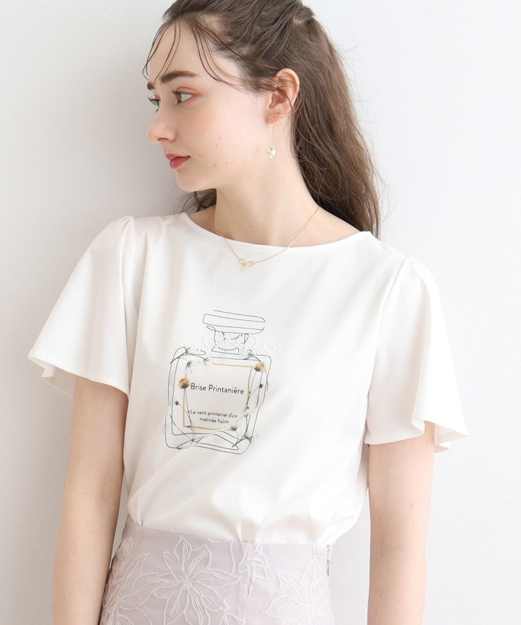 クチュールブローチ(Couture Brooch)の【マシンウォッシャブル】フラワーパフュームフレア袖Tシャツ4