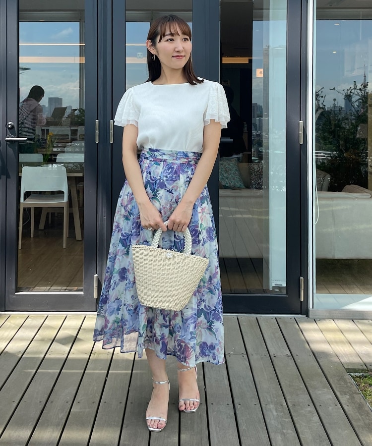 甘すぎない大人の花柄】Summerオーガンフルールスカート(ミモレ 甘すぎない大人の花柄】Summerオーガンフルールスカート(ミモレ