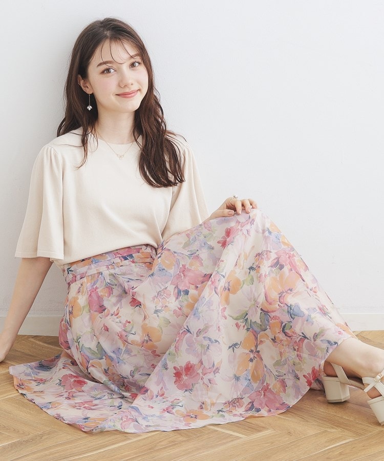 甘すぎない大人の花柄】Summerオーガンフルールスカート(ミモレ 甘すぎない大人の花柄】Summerオーガンフルールスカート(ミモレ