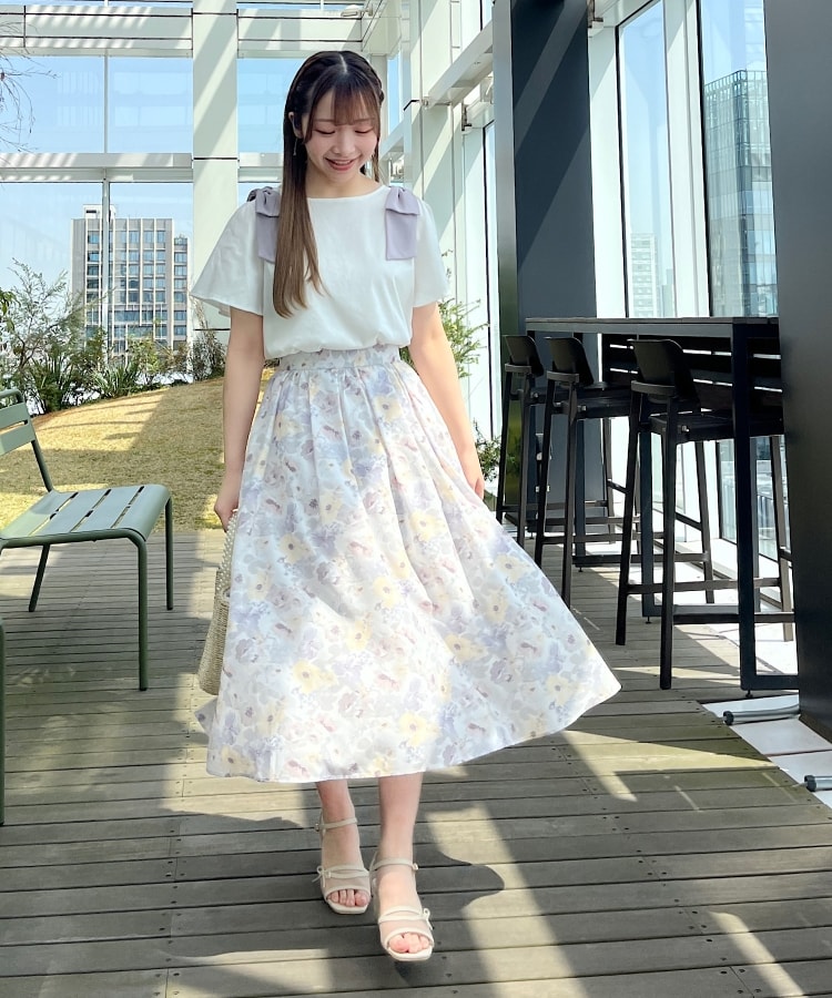 クチュールブローチ(Couture Brooch)の新色追加【接触冷感／UV】肩リボンフレアーTシャツ11