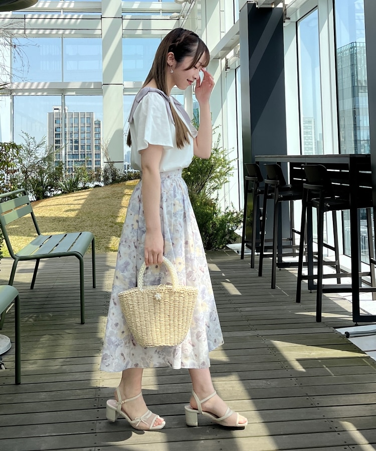 クチュールブローチ(Couture Brooch)の新色追加【接触冷感／UV】肩リボンフレアーTシャツ12