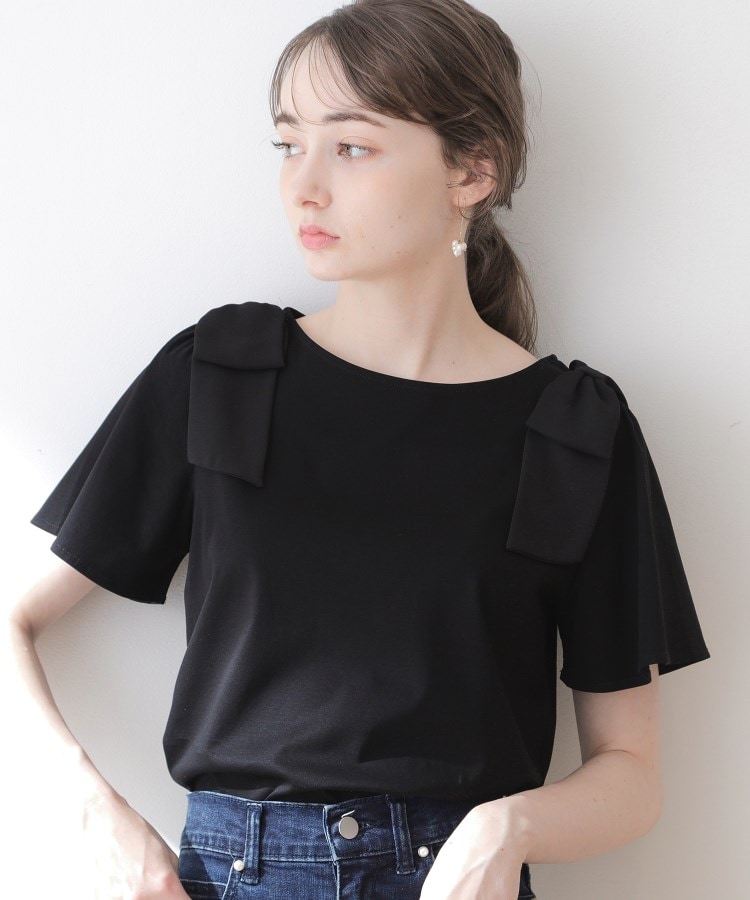 クチュールブローチ(Couture Brooch)の新色追加【接触冷感／UV】肩リボンフレアーTシャツ74