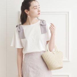 クチュールブローチ(Couture Brooch)の【接触冷感/UV】肩リボンフレアーTシャツ