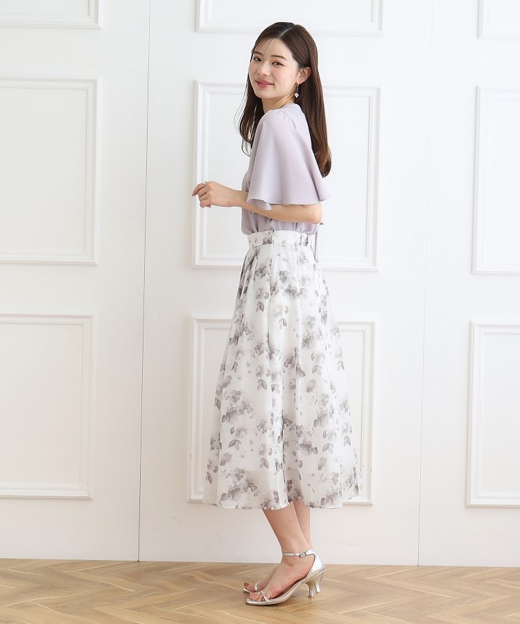 華やかサマーフラワー】水彩フラワージャカードタックスカート 華やかサマーフラワー】水彩フラワージャカードタックスカート