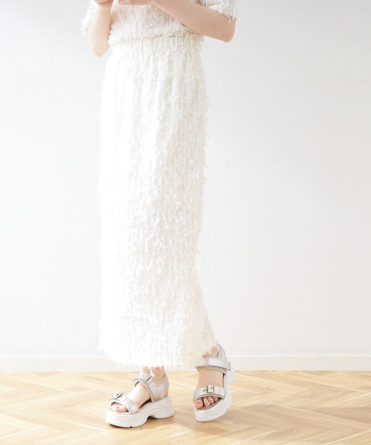 クチュールブローチ(Couture Brooch)のフリンジカットタイトスカート アイボリー(004)