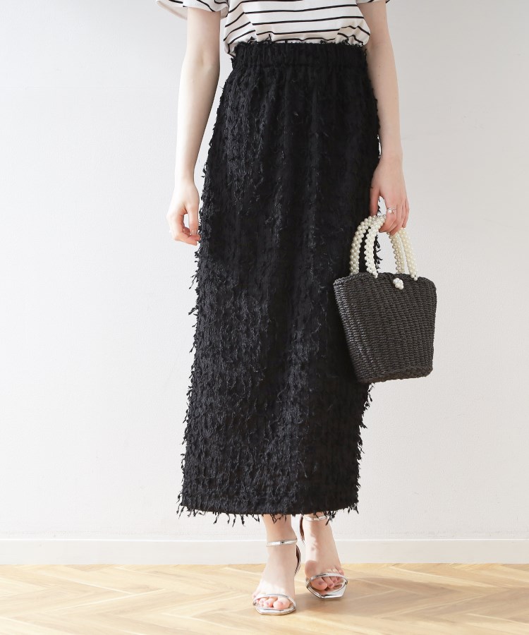 クチュールブローチ(Couture Brooch)のフリンジカットタイトスカート ブラック(019)