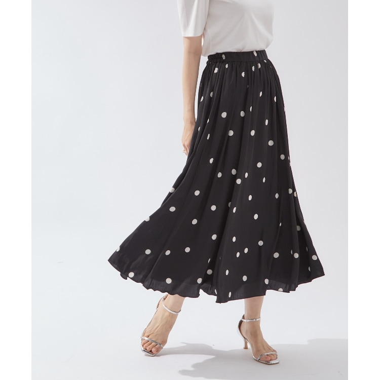 クチュールブローチ(Couture Brooch)の【品よくレディな雰囲気に】ポルカドットフレアースカート マキシ・ロングスカート