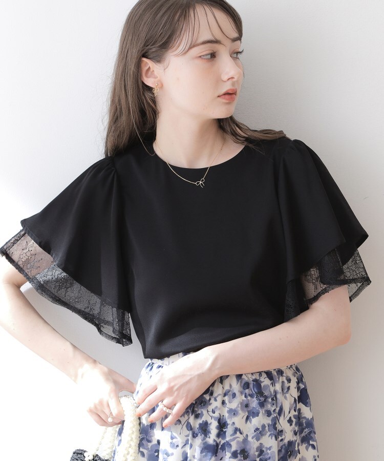 クチュールブローチ(Couture Brooch)の【洗える・二の腕カバー】レース重ねフレアブラウス14