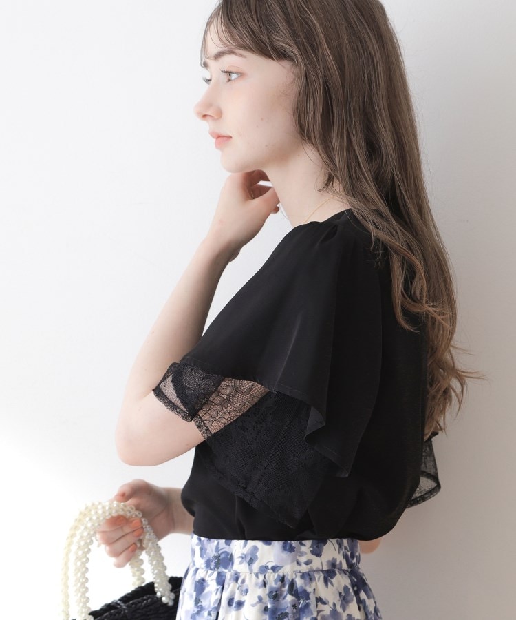 クチュールブローチ(Couture Brooch)の【洗える・二の腕カバー】レース重ねフレアブラウス15