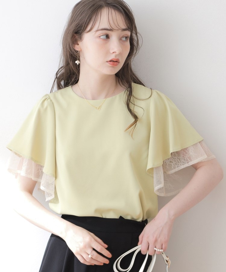 クチュールブローチ(Couture Brooch)の【洗える・二の腕カバー】レース重ねフレアブラウス26