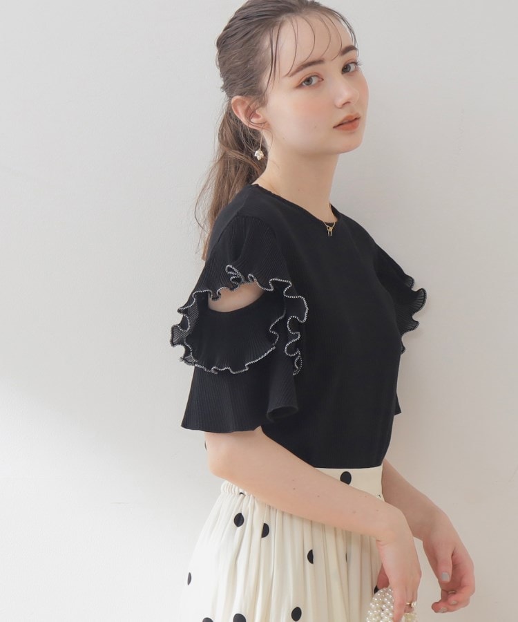 クチュールブローチ(Couture Brooch)の袖プリーツドッキングプルオーバー ブラック(019)