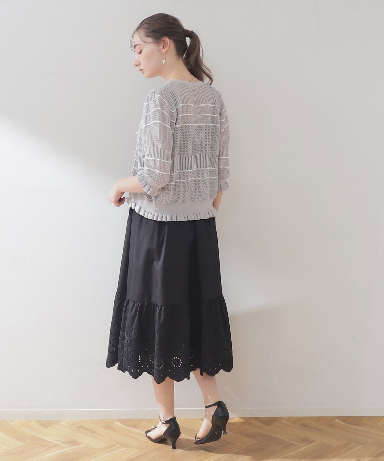 クチュールブローチ(Couture Brooch)の配色透かし編みカーディガン12