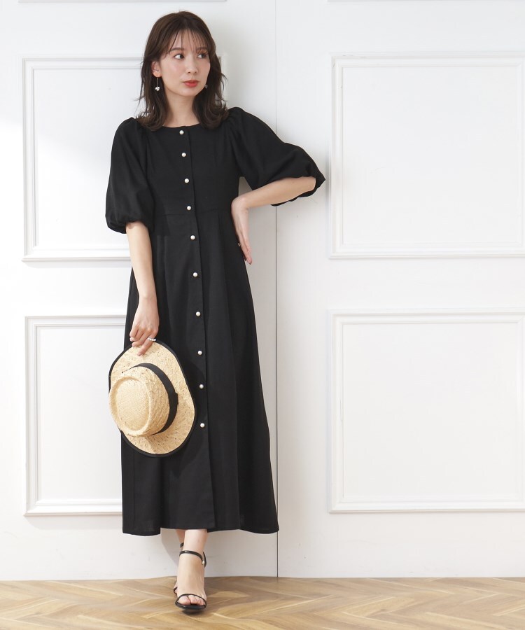 クチュールブローチ(Couture Brooch)のリネンパール調釦ワンピース5