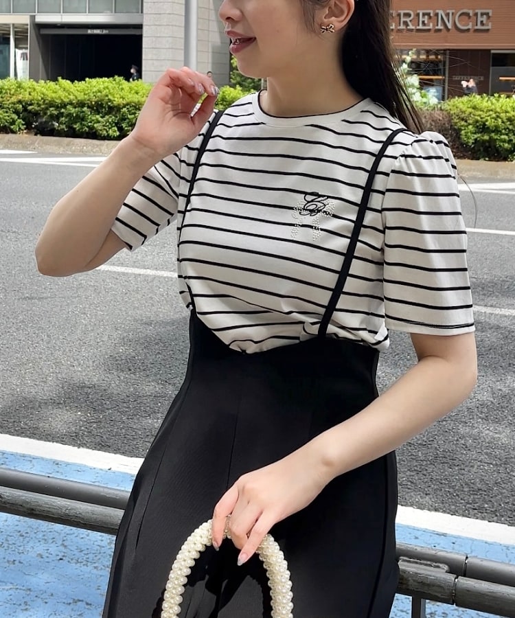 オトナ女性に捧ぐ】CBロゴ刺繍リボンTシャツ(Tシャツ オトナ女性に捧ぐ】CBロゴ刺繍リボンTシャツ(Tシャツ
