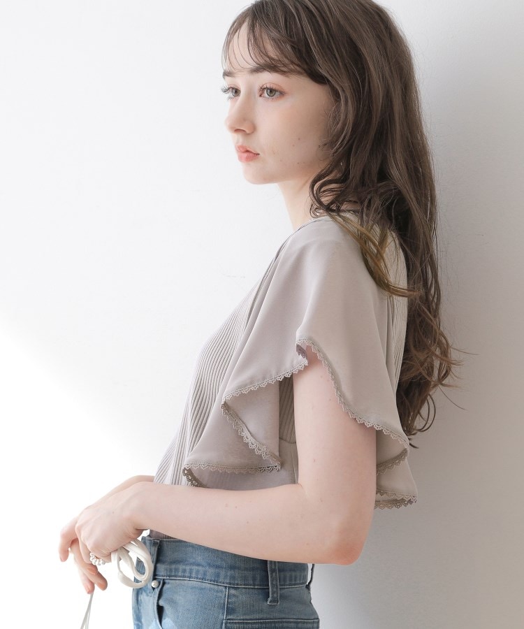 クチュールブローチ(Couture Brooch)の【洗える・二の腕カバー】ピコレースフレア袖テレコ18