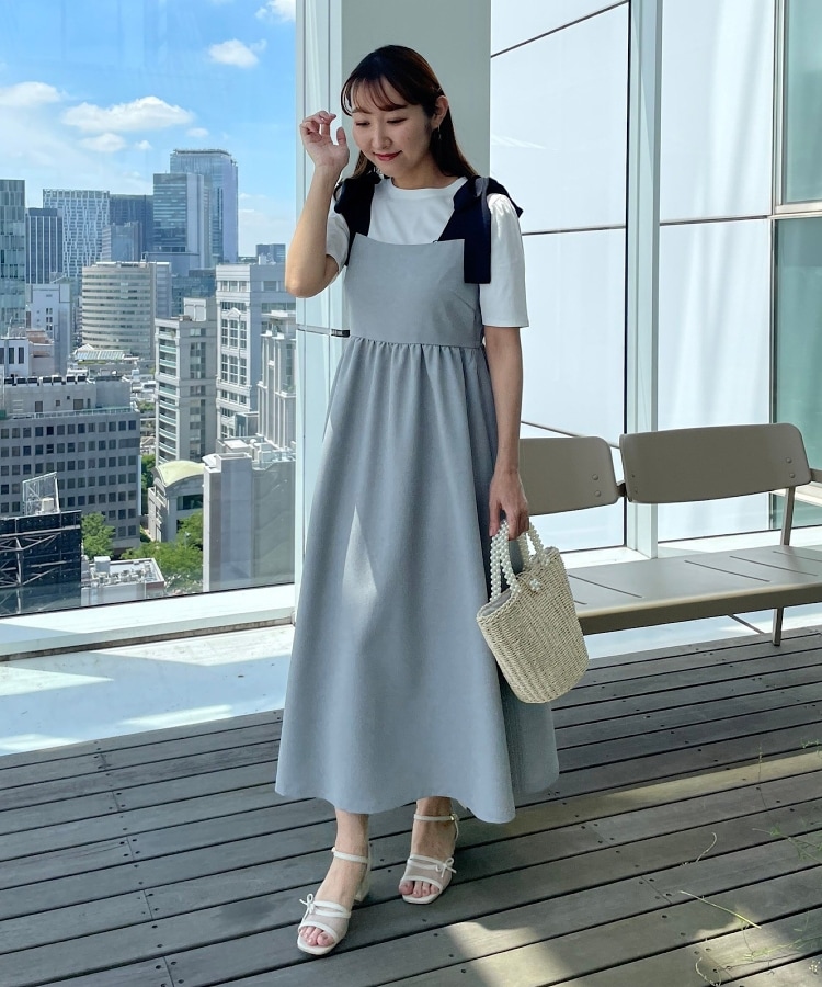 肩リボンフレアワンピース(マキシ・ロングワンピース 肩リボンフレアワンピース(マキシ・ロングワンピース
