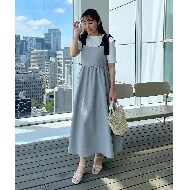 肩リボンフレアワンピース（マキシ・ロングワンピース