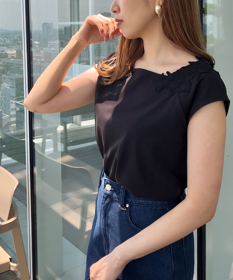 クチュールブローチ(Couture Brooch)の【接触冷感・UV・アンチピリング】フレンチスリーブエンブロカットソー28