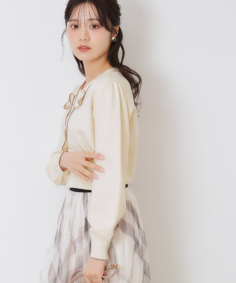 クチュールブローチ(Couture Brooch)の【レディライクな華奢見せニット】配色ラインリボンタイニット6