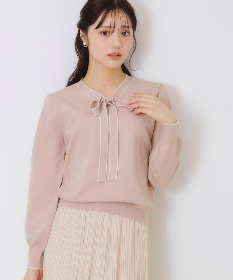 クチュールブローチ(Couture Brooch)の【レディライクな華奢見せニット】配色ラインリボンタイニット33