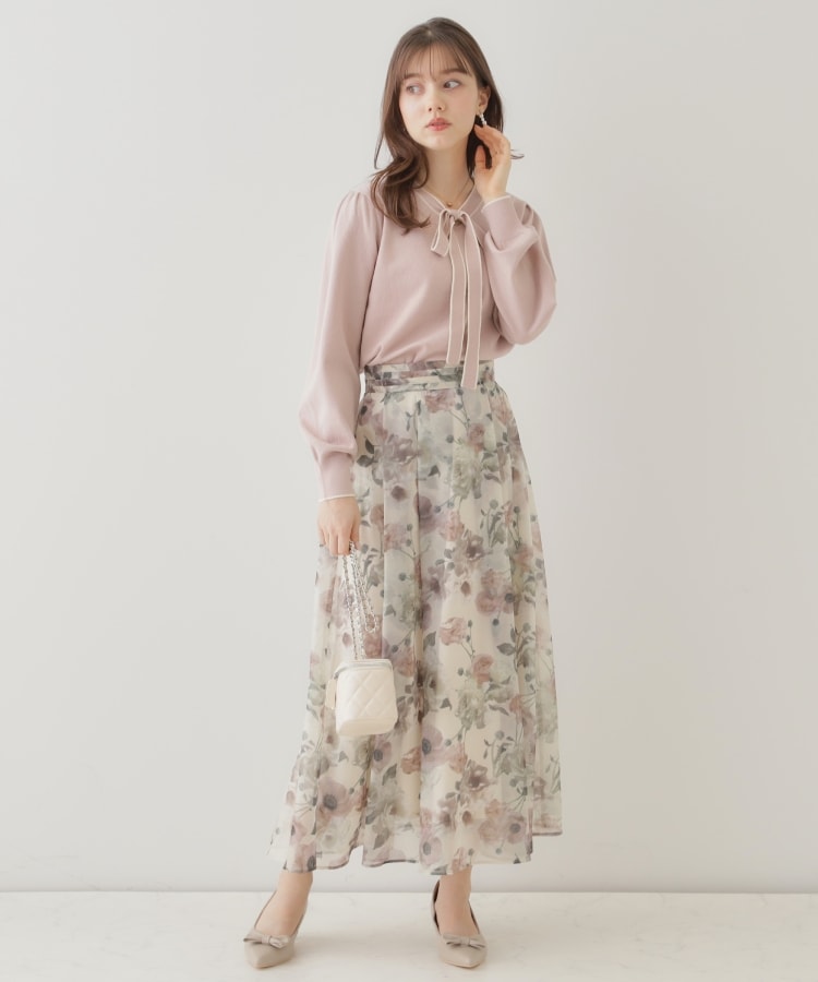 クチュールブローチ(Couture Brooch)の【レディライクな華奢見せニット】配色ラインリボンタイニット40