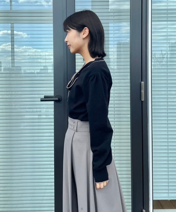 クチュールブローチ(Couture Brooch)の【レディライクな華奢見せニット】配色ラインリボンタイニット29