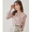 クチュールブローチ(Couture Brooch)の【レディライクな華奢見せニット】配色ラインリボンタイニット ピンクベージュ(053)