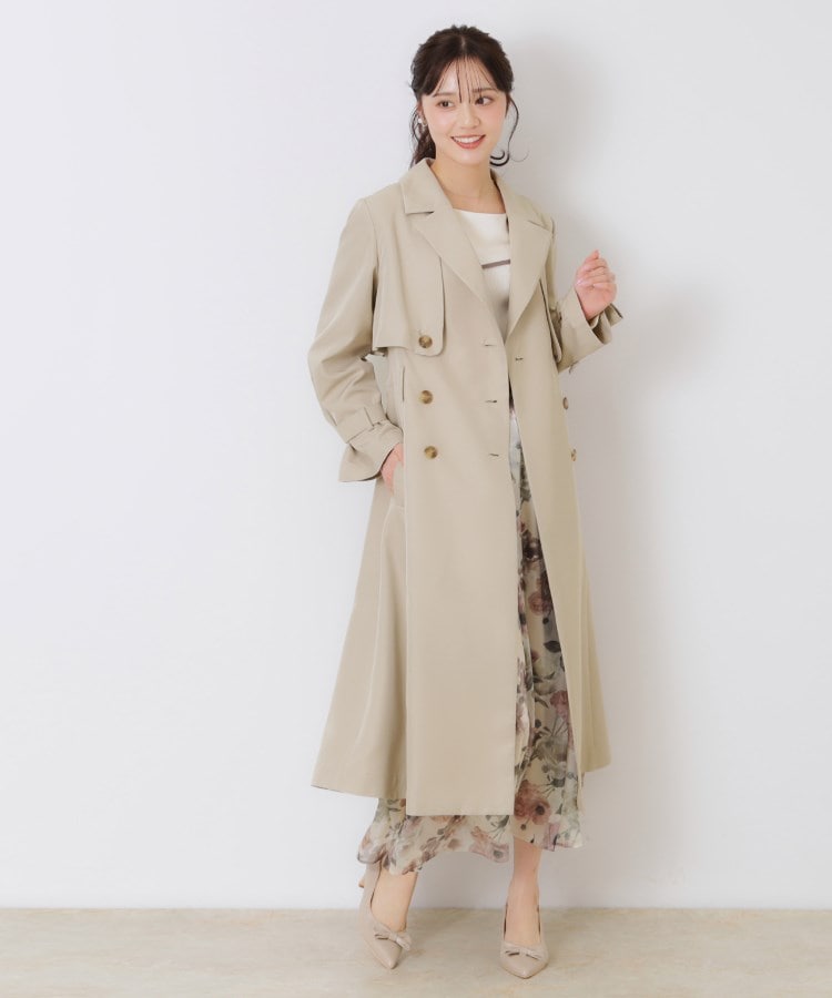 撥水・通勤・大人可愛い】ロングトレンチ(トレンチコート 撥水・通勤・大人可愛い】ロングトレンチ(トレンチコート