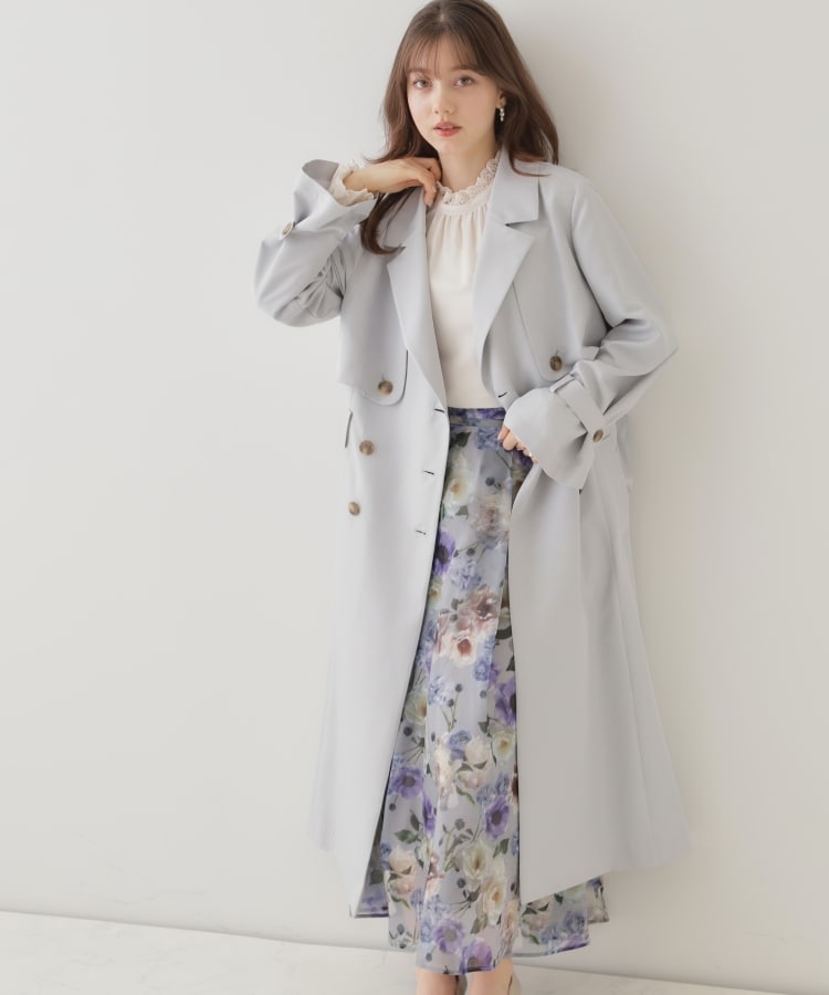 撥水・通勤・大人可愛い】ロングトレンチ(トレンチコート 撥水・通勤・大人可愛い】ロングトレンチ(トレンチコート