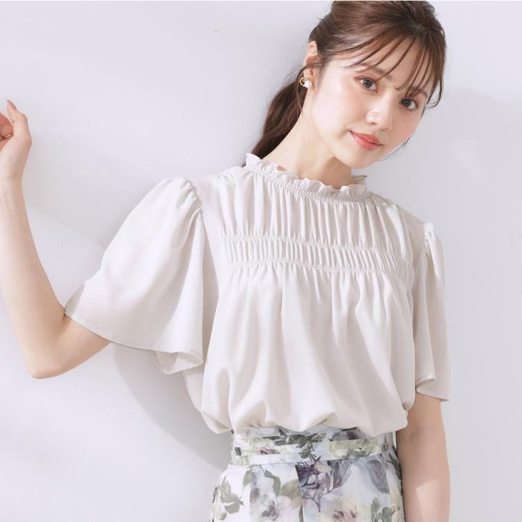 クチュールブローチ(Couture Brooch)の【二の腕カバー・通勤】シャーリングシアーブラウス シャツ・ブラウス