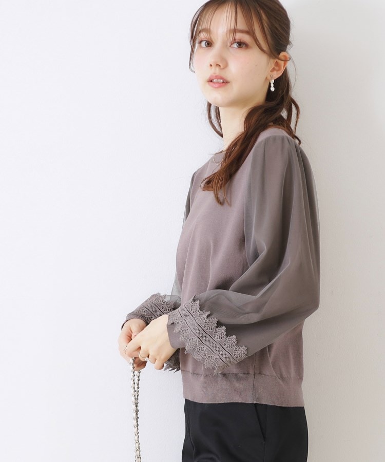クチュールブローチ(Couture Brooch)の【大人フェミニン・ぽわん袖】レース・チュールドッキングニット22
