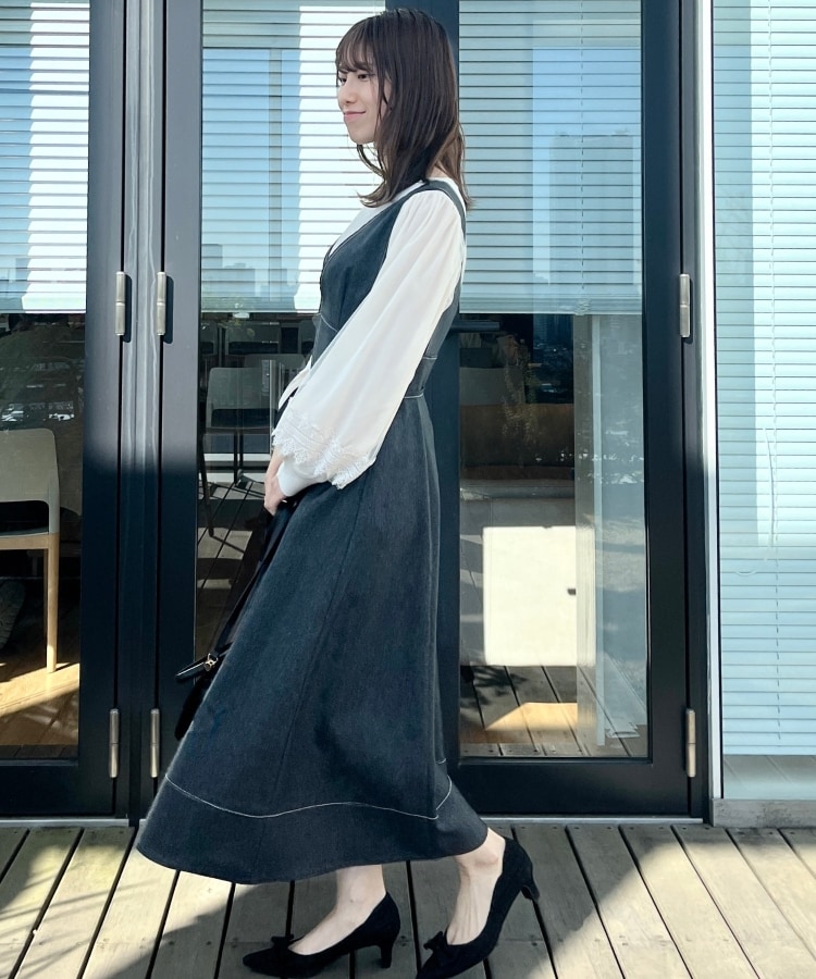 クチュールブローチ(Couture Brooch)の【大人フェミニン・ぽわん袖】レース・チュールドッキングニット14