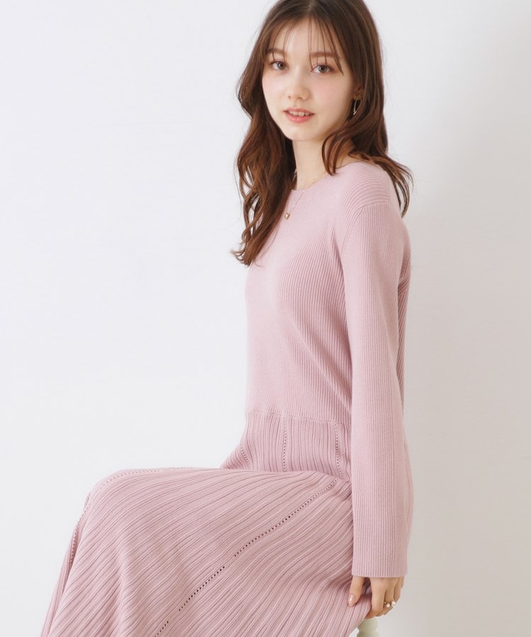 クチュールブローチ(Couture Brooch)の【上品な落ち感・美シルエット】アイレットリブデザインニットワンピース18