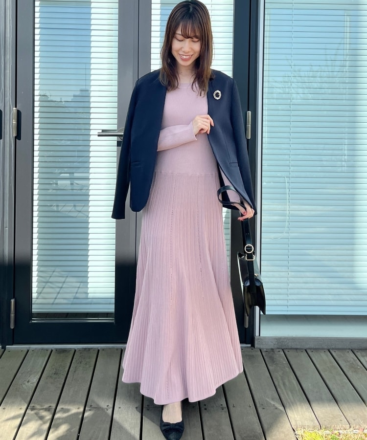クチュールブローチ(Couture Brooch)の【上品な落ち感・美シルエット】アイレットリブデザインニットワンピース20