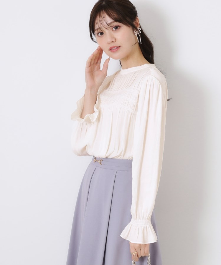 通勤・大人可愛い】シャーリングギャザーブラウス(シャツ 通勤・大人可愛い】シャーリングギャザーブラウス(シャツ