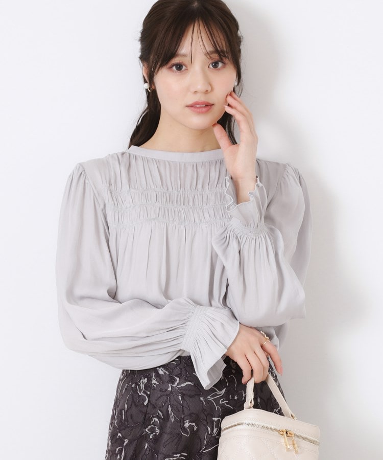 通勤・大人可愛い】シャーリングギャザーブラウス(シャツ 通勤・大人可愛い】シャーリングギャザーブラウス(シャツ