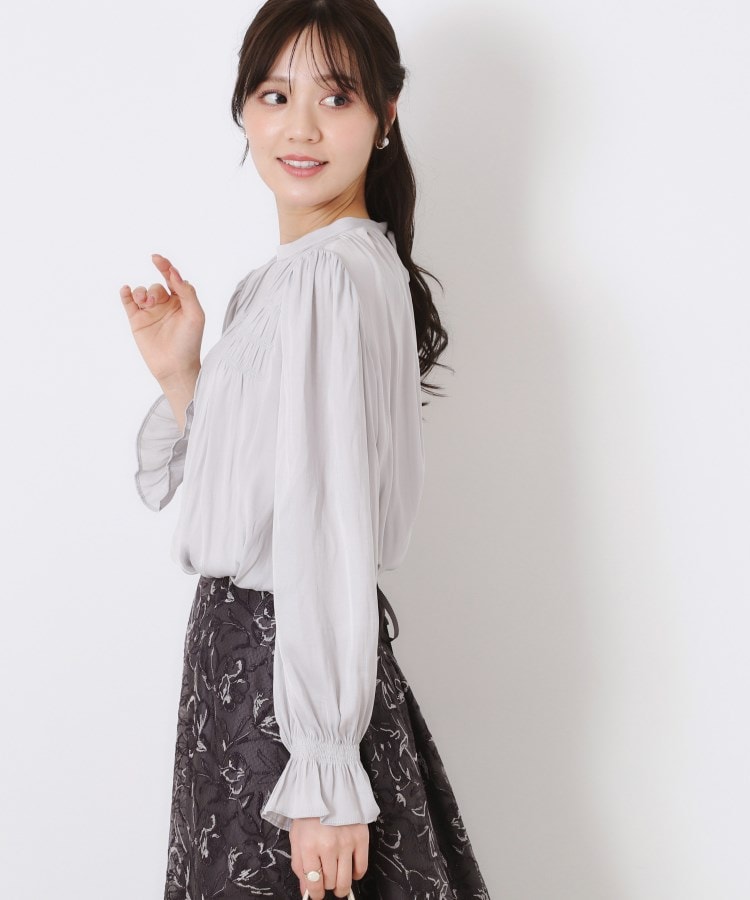 通勤・大人可愛い】シャーリングギャザーブラウス(シャツ 通勤・大人可愛い】シャーリングギャザーブラウス(シャツ