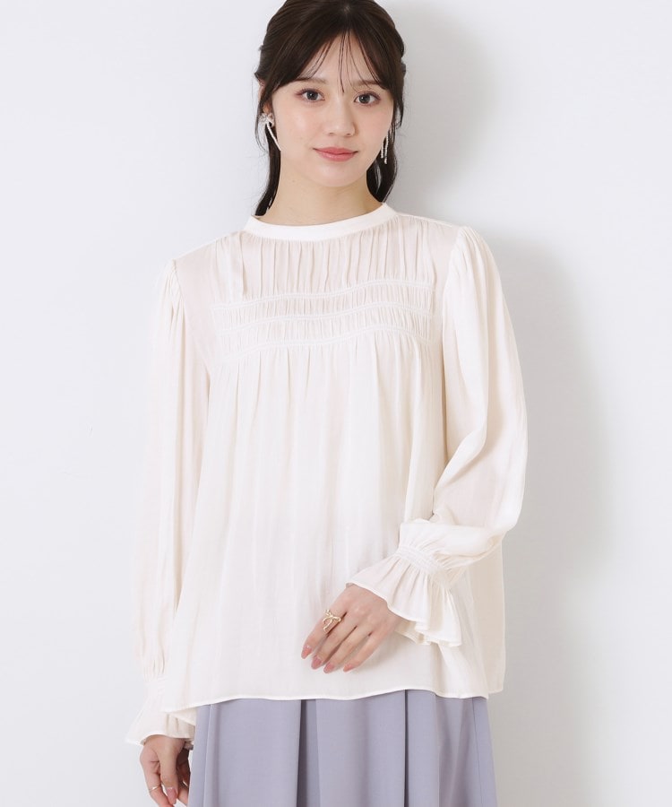 通勤・大人可愛い】シャーリングギャザーブラウス(シャツ 通勤・大人可愛い】シャーリングギャザーブラウス(シャツ