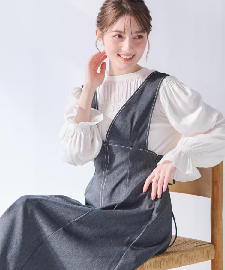 通勤・大人可愛い】シャーリングギャザーブラウス(シャツ 通勤・大人可愛い】シャーリングギャザーブラウス(シャツ