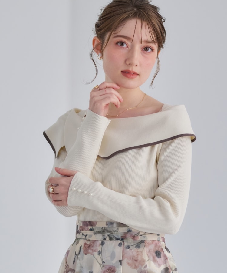 クチュールブローチ(Couture Brooch)の【華奢見え・フェミニン】変形カラーリブニット9