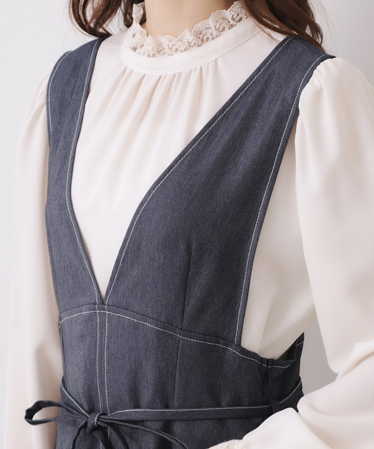 クチュールブローチ(Couture Brooch)の【大人可愛い・キレイめジャンスカ】デニムライク細リボンジャンスカ39