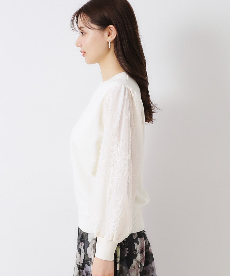 クチュールブローチ(Couture Brooch)の【大人可愛い・フェミニン・通勤】袖レースドッキングニット55