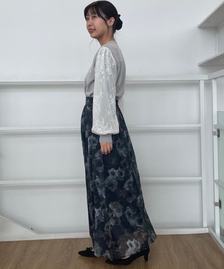 クチュールブローチ(Couture Brooch)の【大人可愛い・フェミニン・通勤】袖レースドッキングニット25