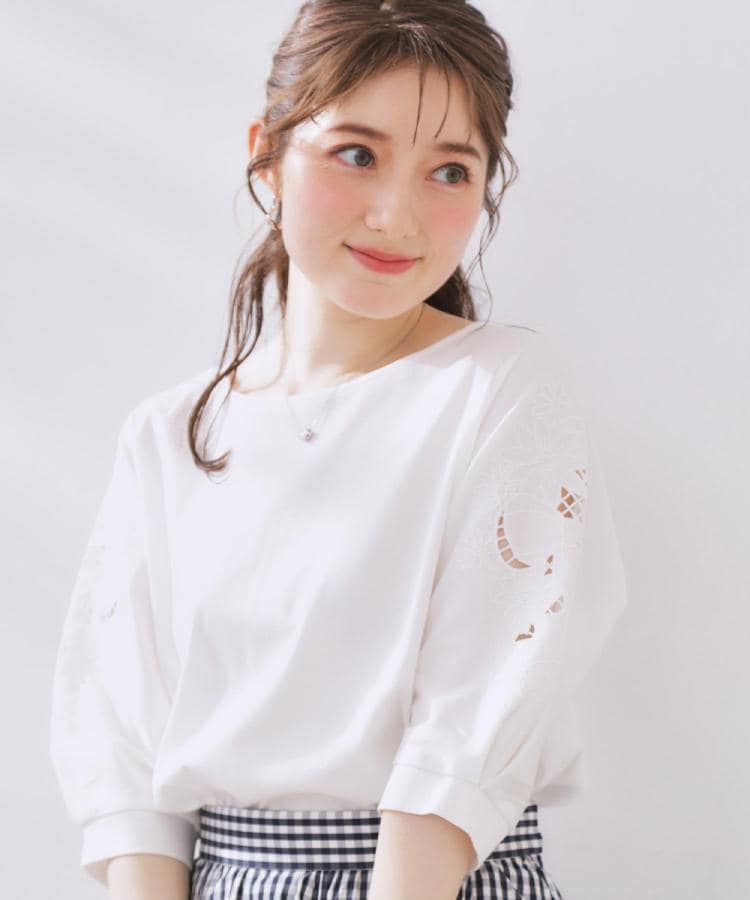 クチュールブローチ(Couture Brooch)の【接触冷感・洗える・UV機能付き・二の腕カバー】デイジー＆リボン エンブロドルマントップス7