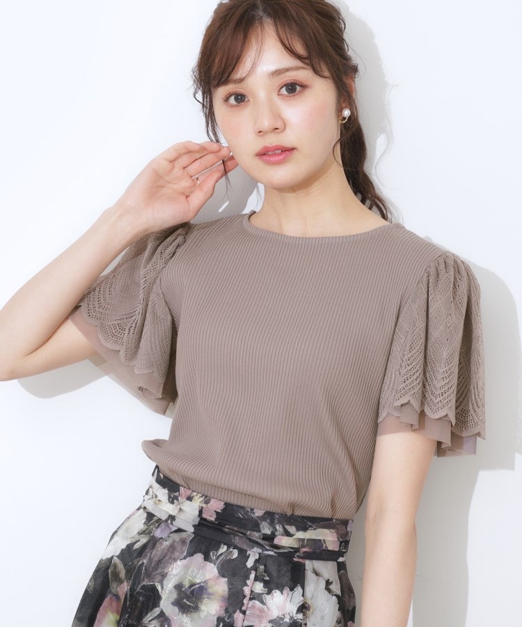 クチュールブローチ(Couture Brooch)の【二の腕カバー・通勤】レース袖テレコトップス37