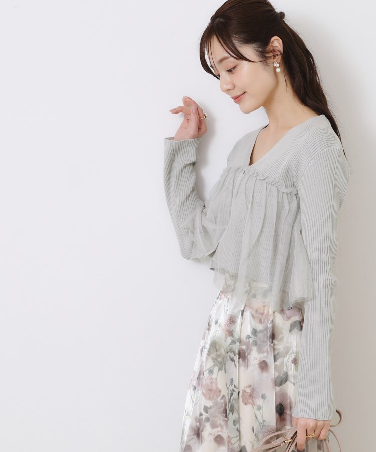 クチュールブローチ(Couture Brooch)のチュールフリル付Vネックカーディガン13