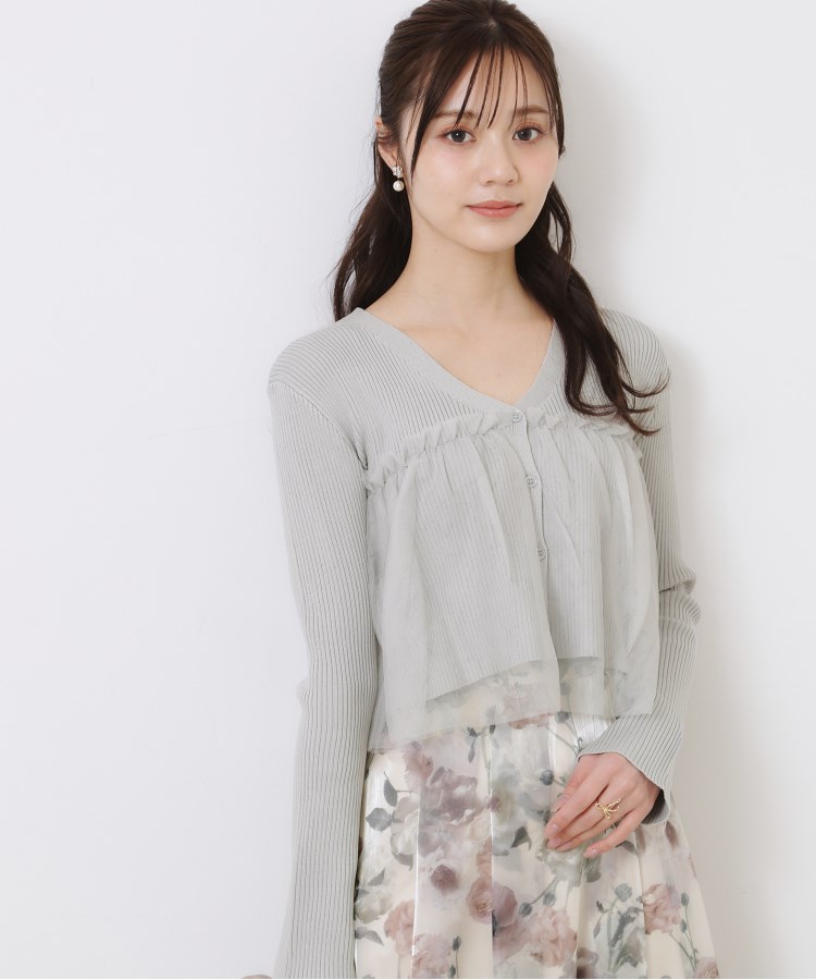 クチュールブローチ(Couture Brooch)のチュールフリル付Vネックカーディガン15
