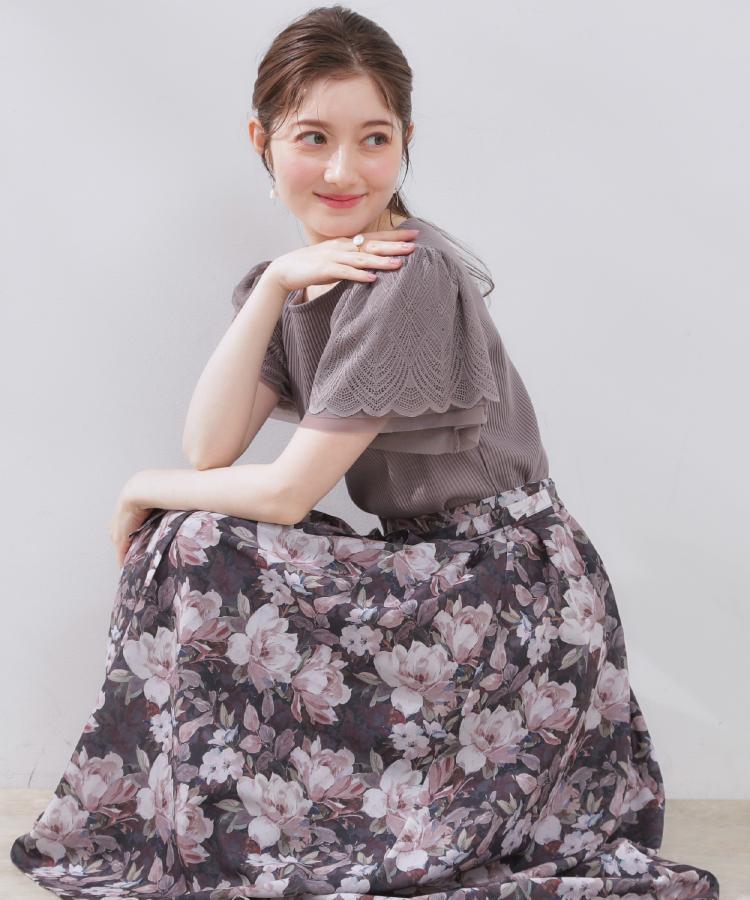 クチュールブローチ(Couture Brooch)の【きれいめ・通勤】細リボン付きパレットボイルスカート38