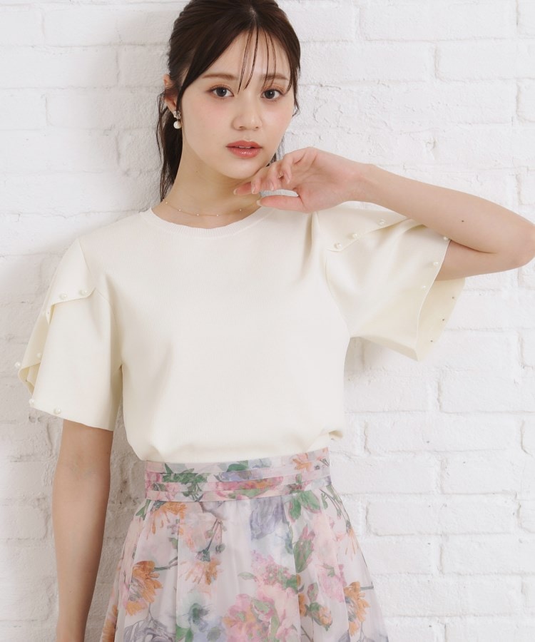クチュールブローチ(Couture Brooch)の【一枚でキマる・華やか】パール調付チューリップ袖ニット7