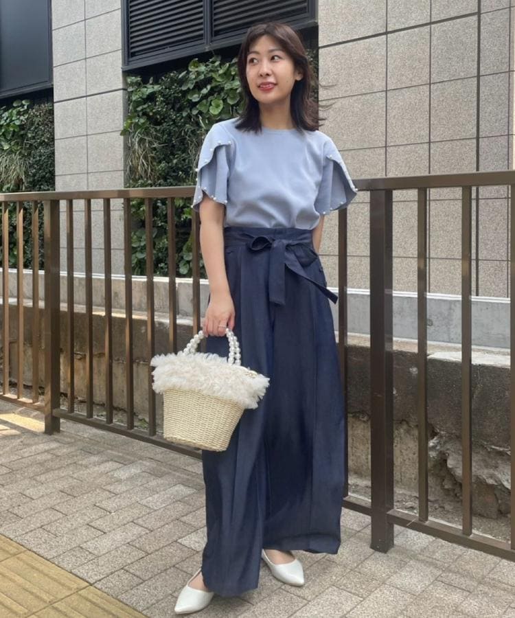 クチュールブローチ(Couture Brooch)の【一枚でキマる・華やか】パール調付チューリップ袖ニット40
